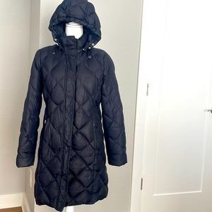 Eddie Bauer Quilted Black Hooded Puffer Coat
